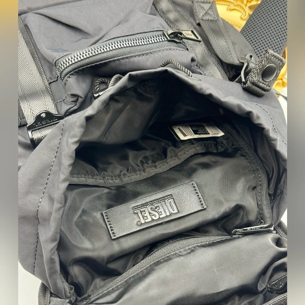 🆕 DIESEL 🧿 NWOT Black Nylon Monogrammed Backpack